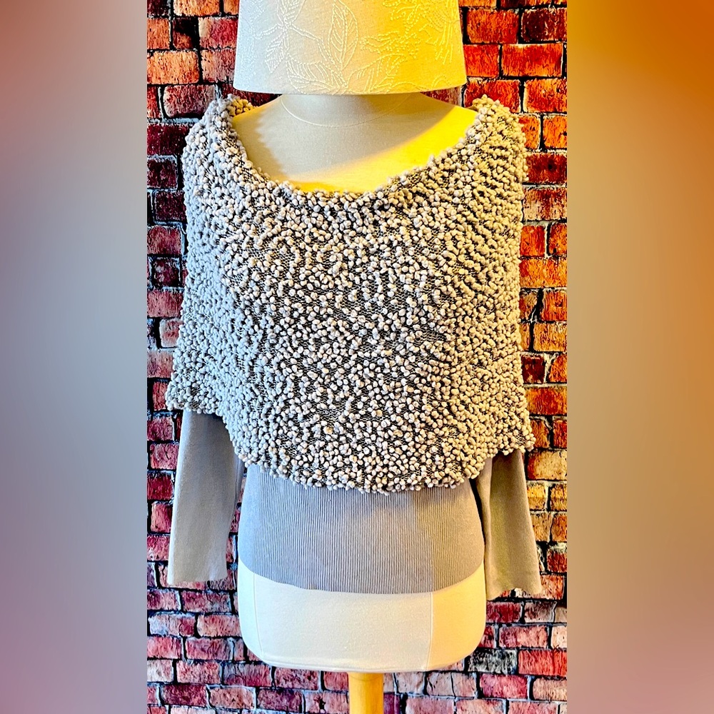 DOLCE CABO size L~ Grey/Silver Sequin~HOLIDAY Sweater GORGEOUS Design/SUPER~Soft